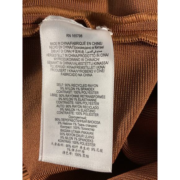 Herv� L�ger 'Draped' Brown Fringe One Shoulder Gown Size L - Picture 6 of 6